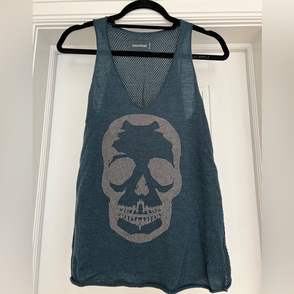 Zadig & Voltaire knitted tank with embellished skull.